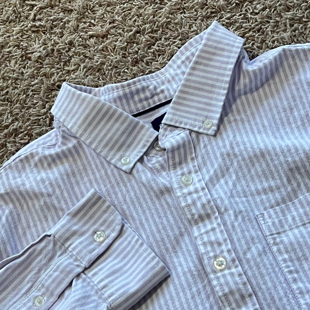 GAP‎ Lavender Striped Button Down Shirt Long Sleeve Casual Oxford Men's XL
